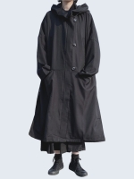 Simple Button Hooded Coat Jacket
