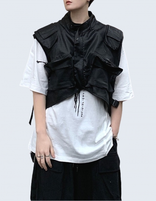 Unique Design Multi-Pocket Short Vest