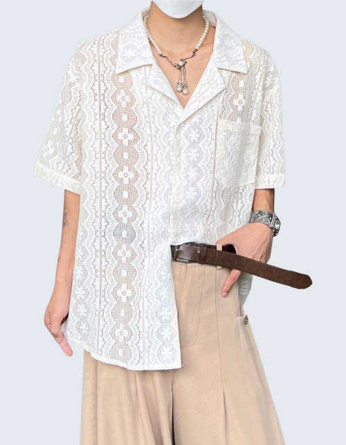 Ethnic Patterned Kuban Collar Shirt