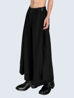 two-button middle buckle high-waist pants