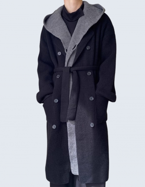 two-piece cardigan hooded coat