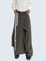 loose fit unbalanced button skirt pants