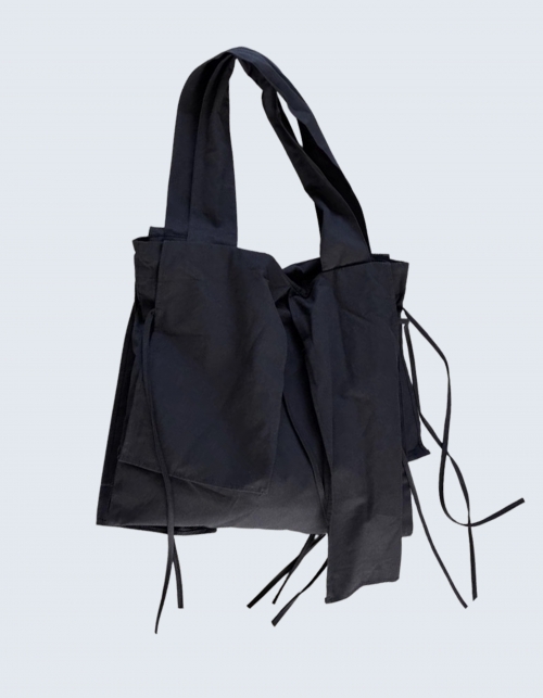 black ribbon shoulder bag